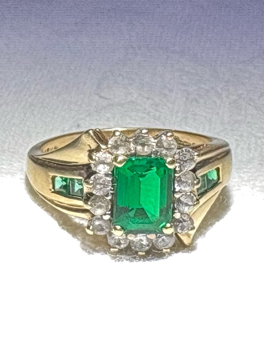 14K Emerald & Diamond Ring